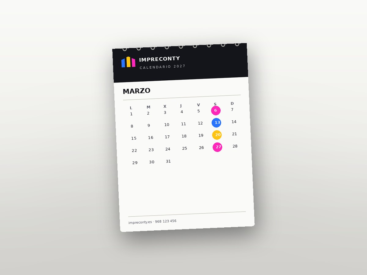 Calendario corporativo — proyecto de portfolio realizado por Impreconty